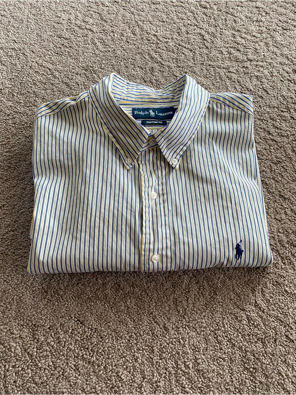 Ralph Lauren Men's Blue & Yellow Striped Button-Down Shirt